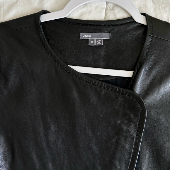 VINCE WOMEN’S LEATHER MOTO JACKET Asymmetrical Zip Fitted Size/M~ Orig. $1195 - Picture 6 of 13